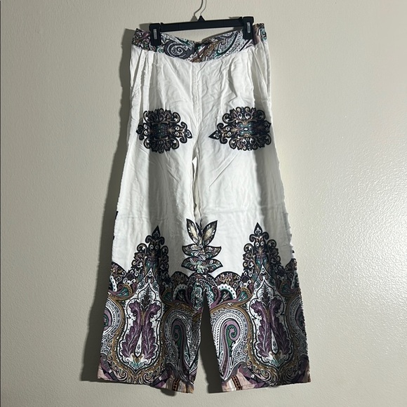 Bohemian Wide-Leg Pants with Paisley Print - Picture 1 of 6